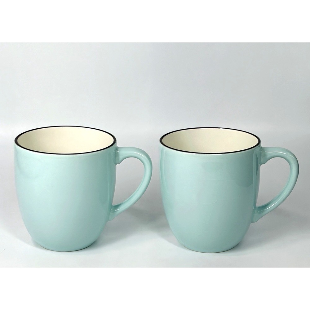 Pagnossin Audrey Robins Egg Blue Mugs Set of 2 Brown Rim – Made in Italy